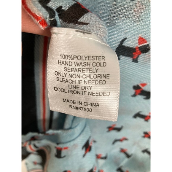 Scottie Dog Christmas Scarf Womens OS Light Blue Santa Hat Holiday Print - Picture 3 of 5